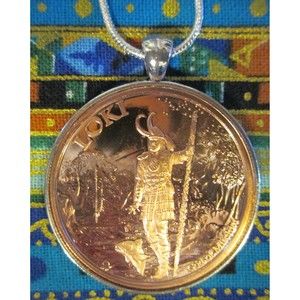LOKI God of MISCHIEF- 24 Inch Sterling Silver Necklace, Copper Coin, Jewelry